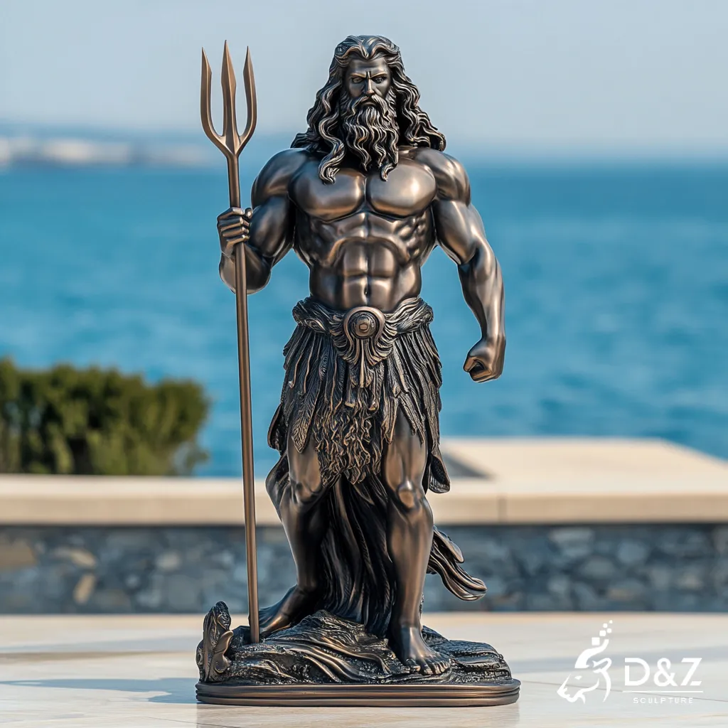 Ancient Greek Bronze Poseidon God Statue with Trident for Seaside DZN407-8