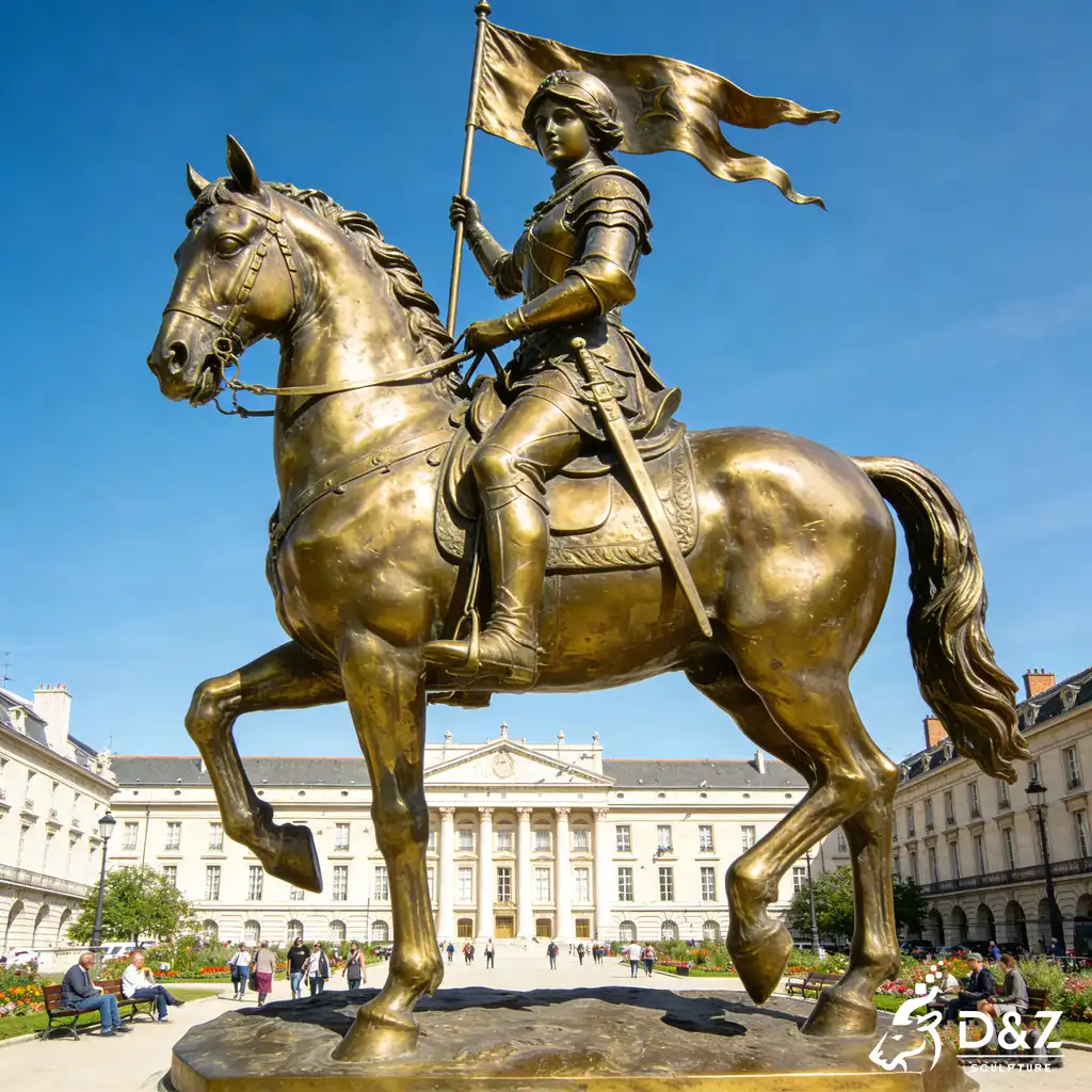 D&Z Art Sculpture hero statue - A majestic soldier on a horse statue for memorial gardens.