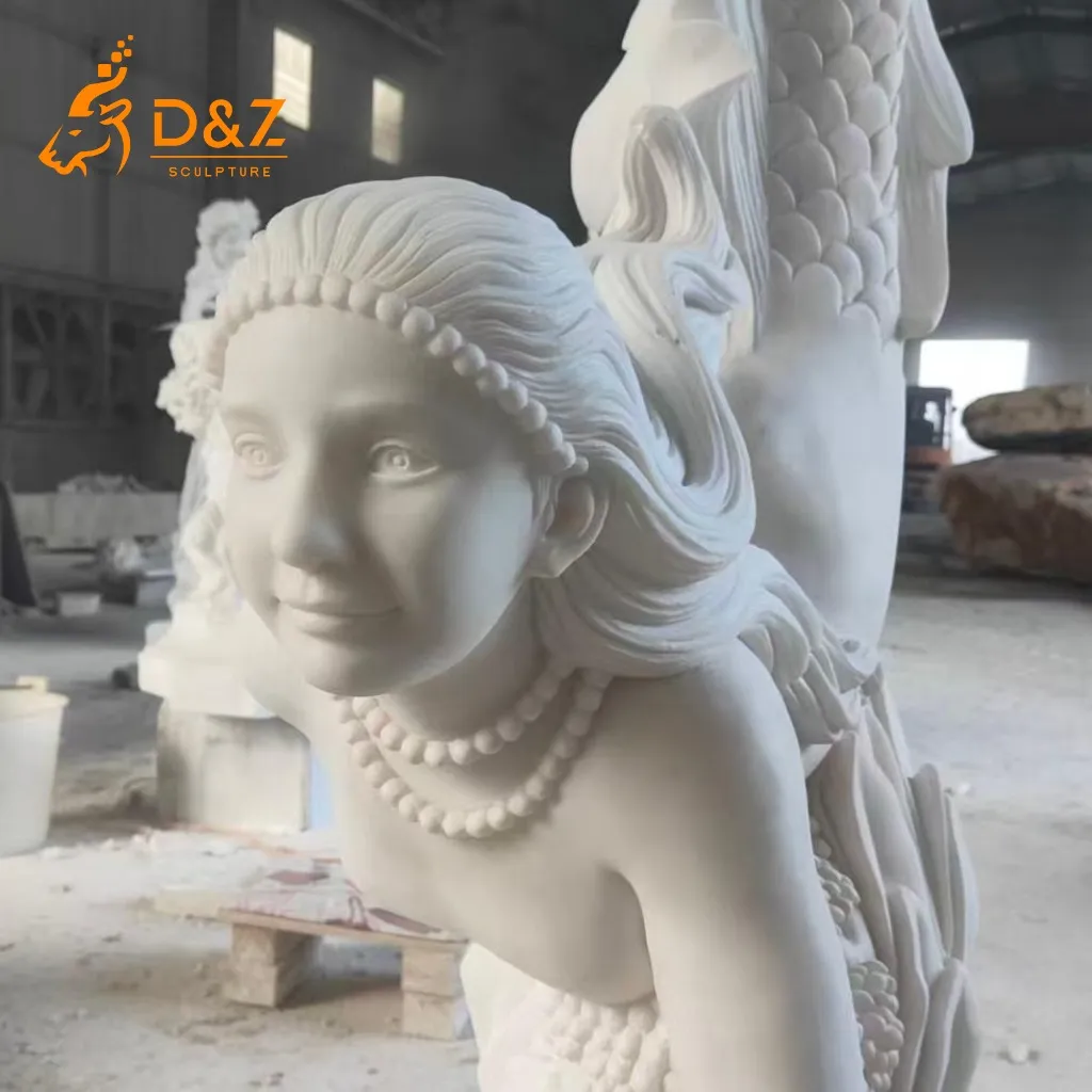 Hand-Carved Beautiful Stone Mermaid Statue Water Feature DZN403-1