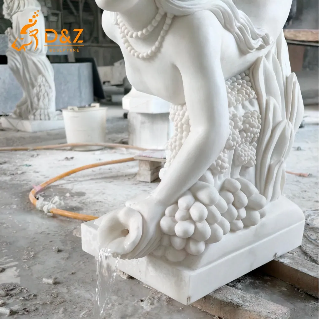 Hand-Carved Beautiful Stone Mermaid Statue Water Feature DZN403-6