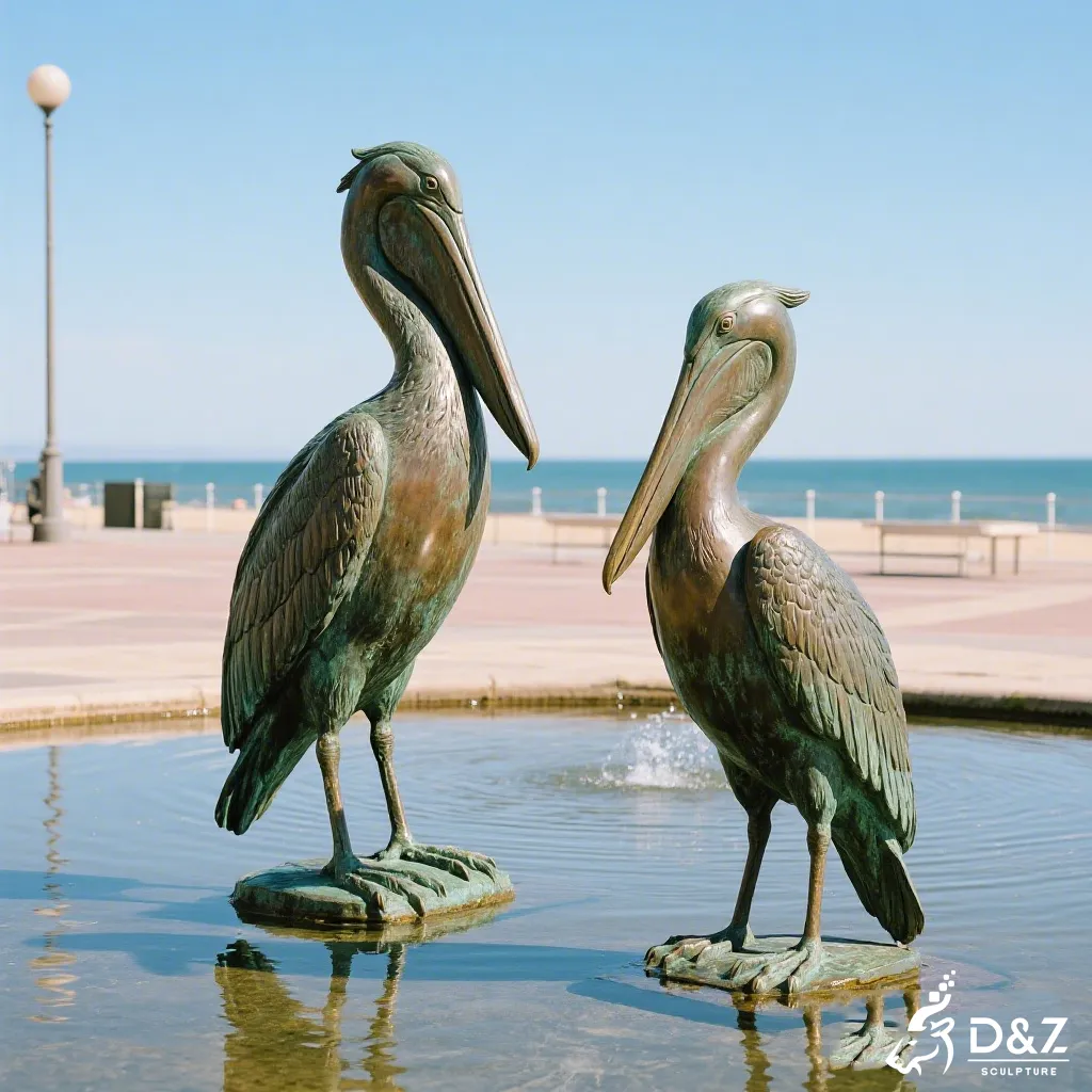 1:1 scale clay mold of a large pelican statue in D&Z Art Sculpture studio for custom orders
