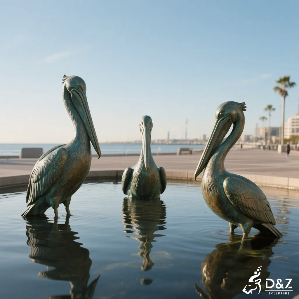 Large Outdoor Bronze Pelican Statue Fountain Decor for Sale DZN426-1