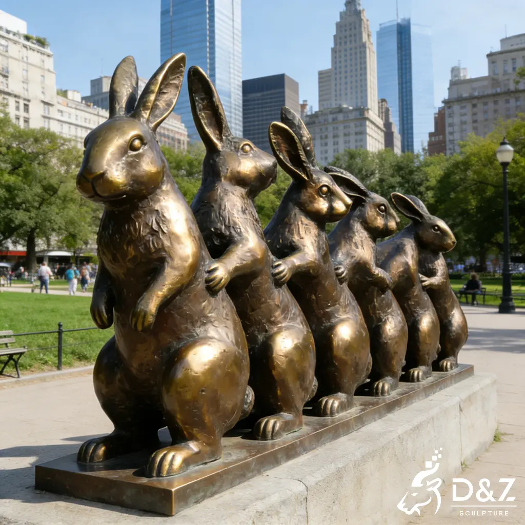 Large Outdoor Bronze Rabbit Sculpture Family Garden Art DZN444-6 Large Outdoor Bronze Rabbit Sculpture Family Garden Art DZN444-6