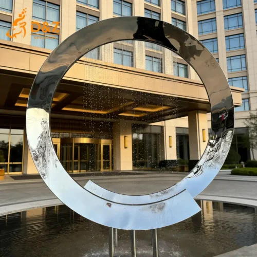 Ring Water Fountain | Large Modern Metal Feature DZN445 Large Outdoor Modern Stainless Steel Ring Water Fountain DZN445-12