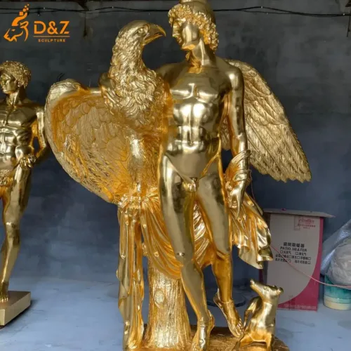 Large Greek Brass Apollo God Statue with Eagle and Dog DZN400-1