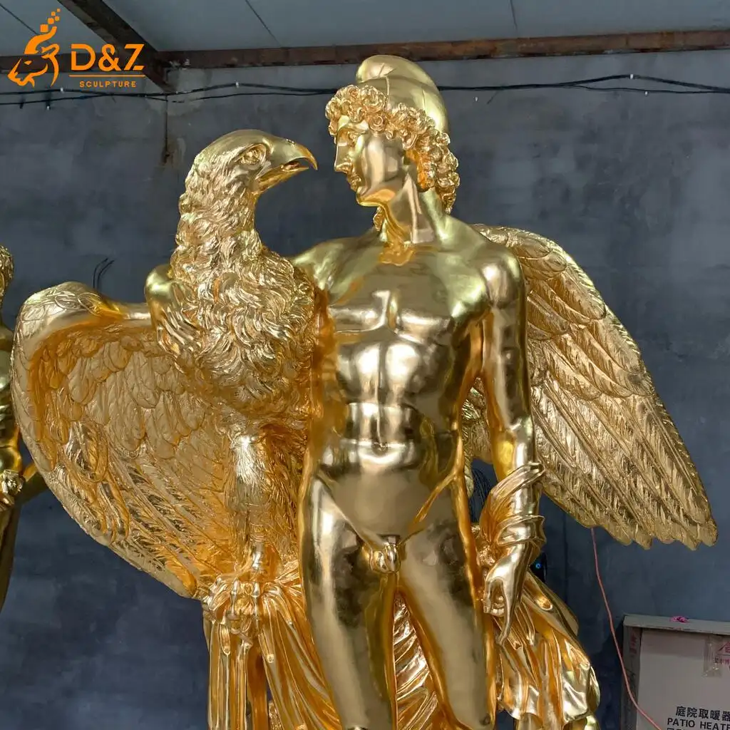 Large Greek Brass Apollo God Sculpture with Eagle and Dog DZN400-4