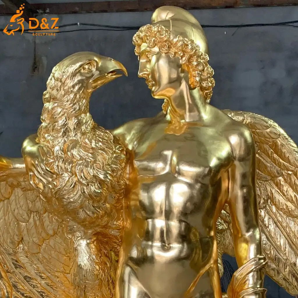 Large Greek Brass Apollo God Sculpture with Eagle and Dog DZN400-5