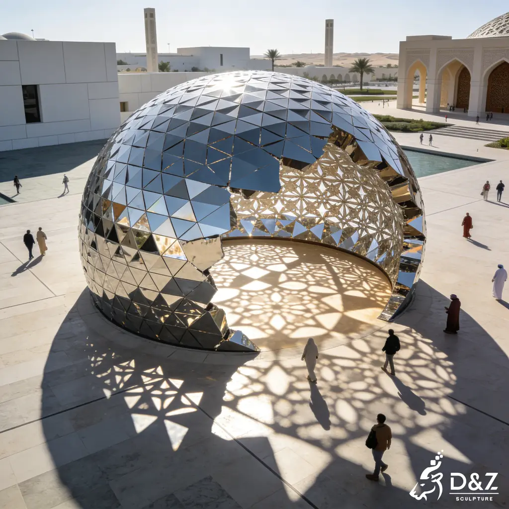 Monumental Mirror Metal Geometric Sphere Sculpture for Public Project DZN423-7 Monumental Mirror Metal Geometric Sphere Sculpture for Public Project DZN423-7