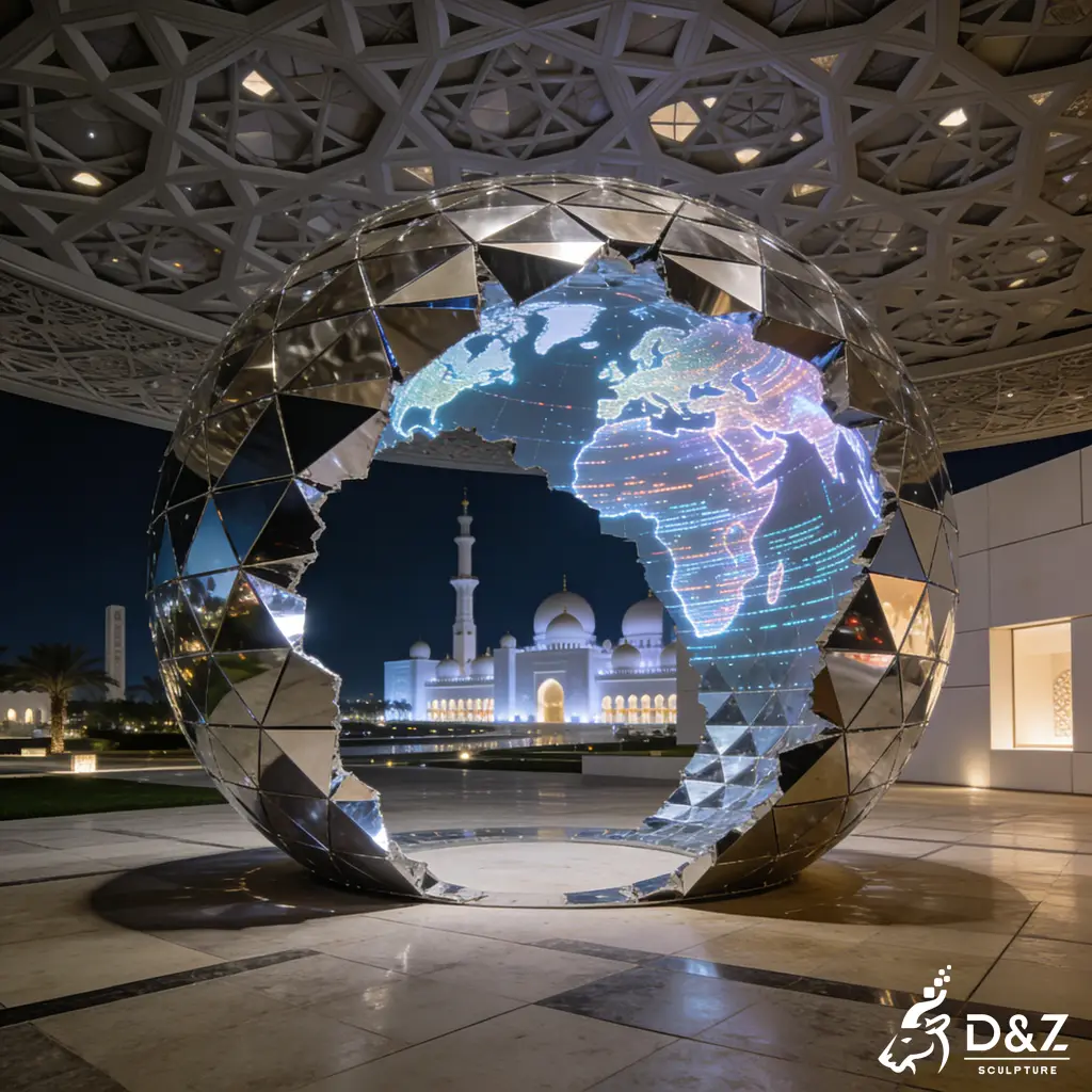 Monumental Mirror Metal Geometric Sphere Sculpture for Public Project DZN423-9 Monumental Mirror Metal Geometric Sphere Sculpture for Public Project DZN423-9