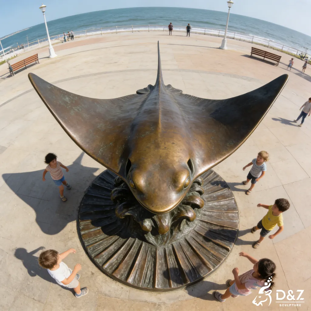 Bronze sea life sculptures stingray statue