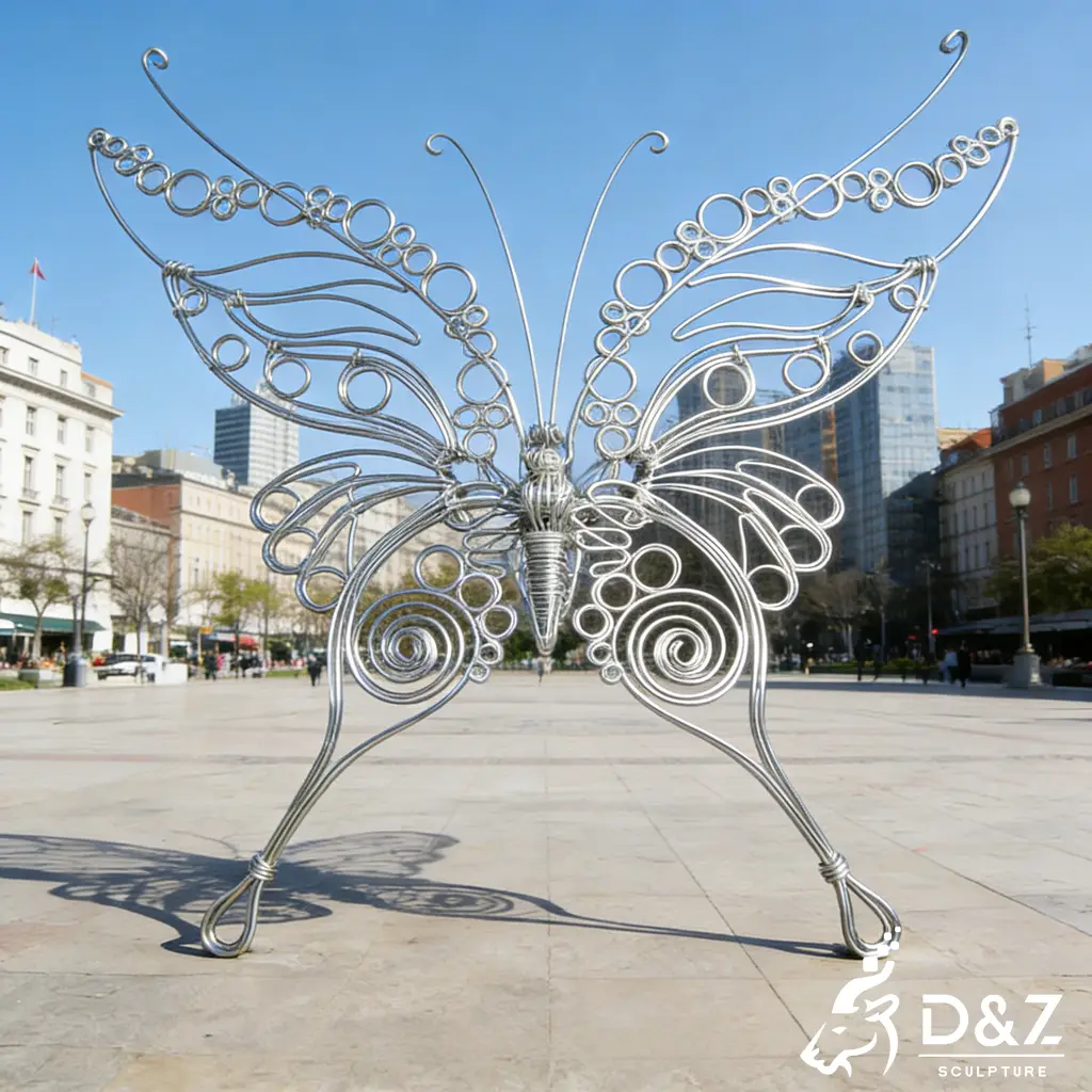 Abstract Metal Butterfly Wire Sculpture Art Display DZN464-1 Abstract Metal Butterfly Wire Sculpture Art Display DZN464-1