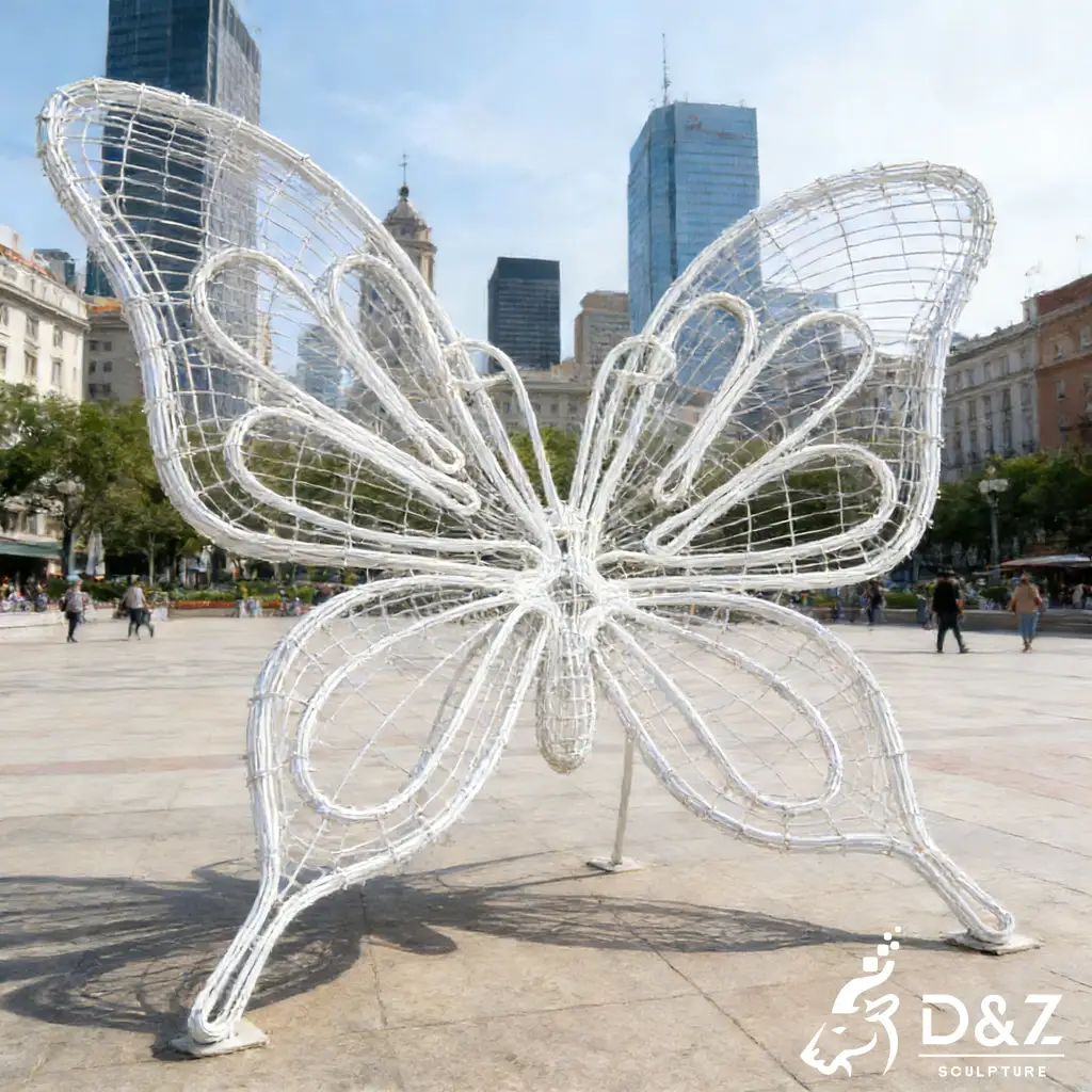 Abstract Metal Butterfly Wire Sculpture Art Display DZN464-2 Abstract Metal Butterfly Wire Sculpture Art Display DZN464-2
