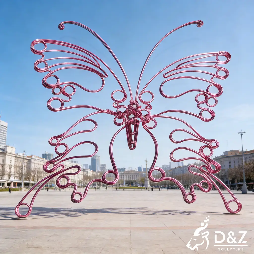 Abstract Metal Butterfly Wire Sculpture Art Display DZN464-3 Abstract Metal Butterfly Wire Sculpture Art Display DZN464-3