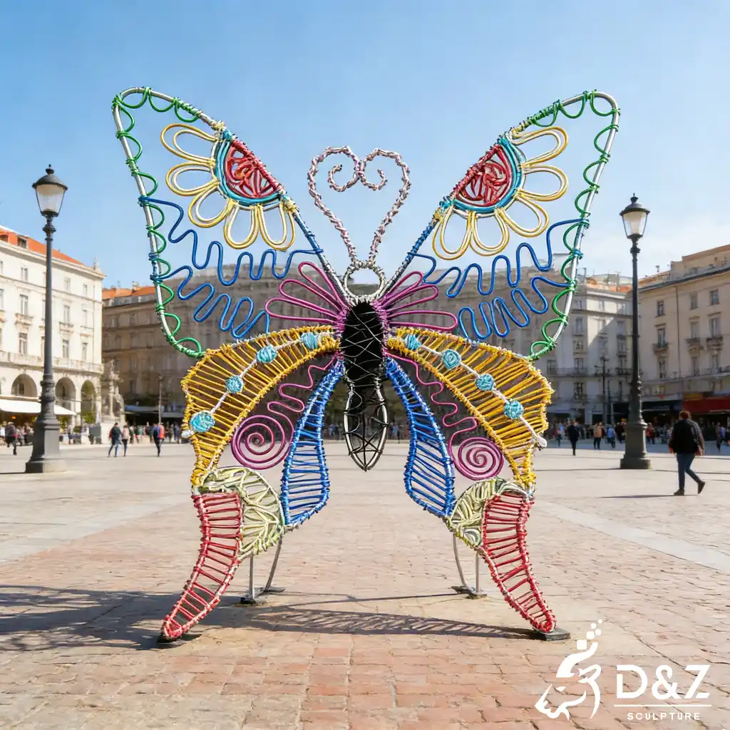 Abstract Metal Butterfly Wire Sculpture Art Display DZN464-4 Abstract Metal Butterfly Wire Sculpture Art Display DZN464-4