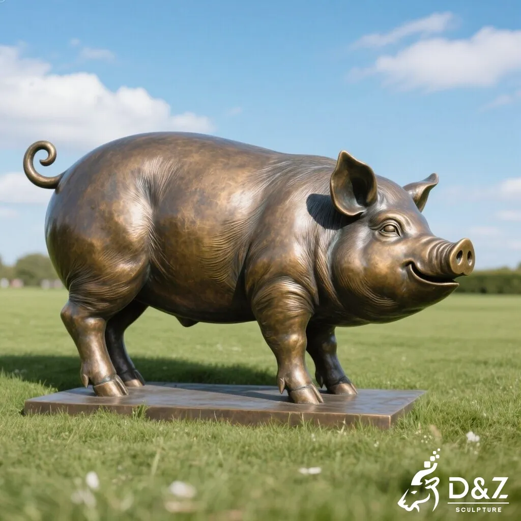 Custom Large Outdoor Bronze Pig Statue for Farm DZN461-1