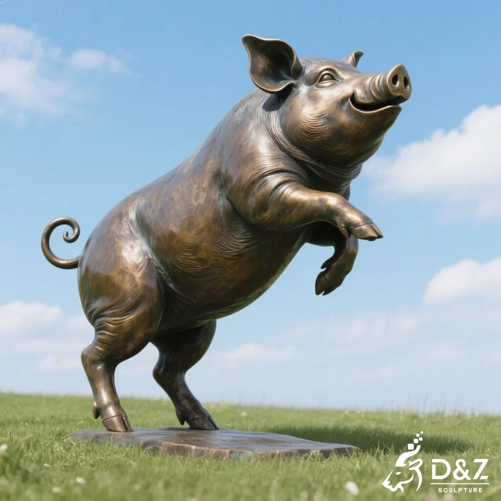Custom Large Outdoor Bronze Pig Statue for Farm DZN461-2
