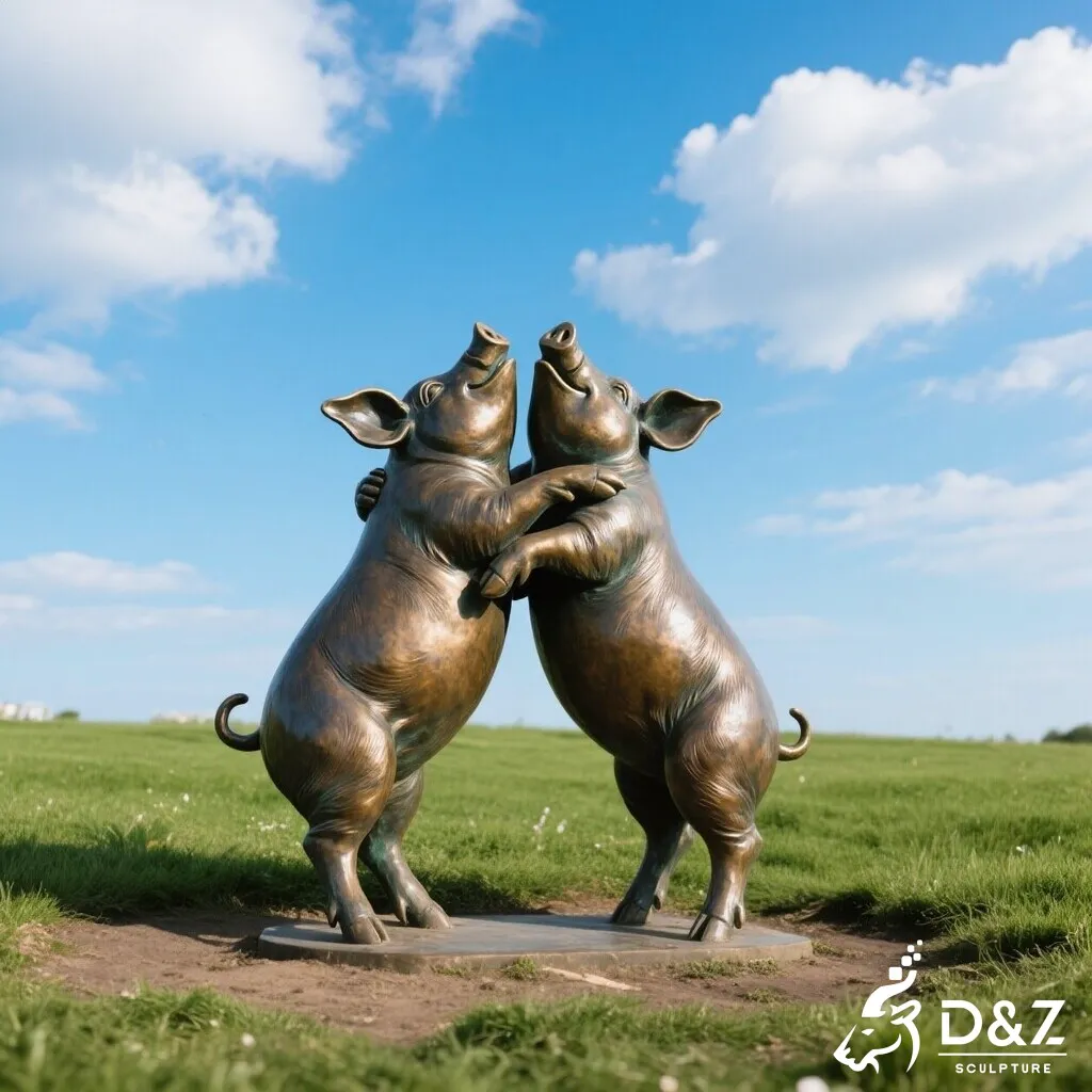 Custom Large Outdoor Bronze Pig Statue for Farm DZN461-4