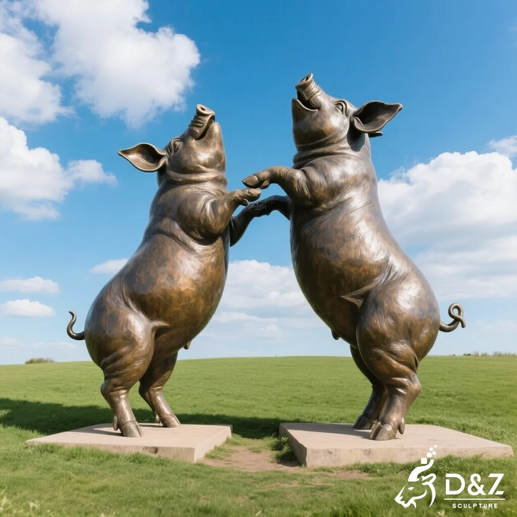 Custom Large Outdoor Bronze Pig Statue for Farm DZN461-5