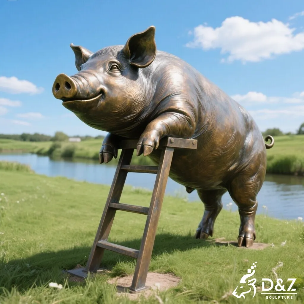 Custom Large Outdoor Bronze Pig Statue for Farm DZN461-6