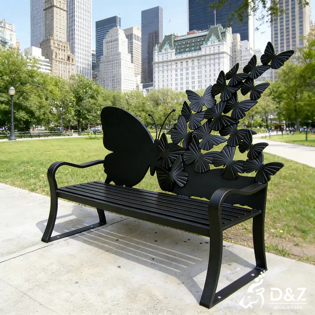 Large Metal Garden Butterfly Bench Sculpture Art for Sale DZN469-1