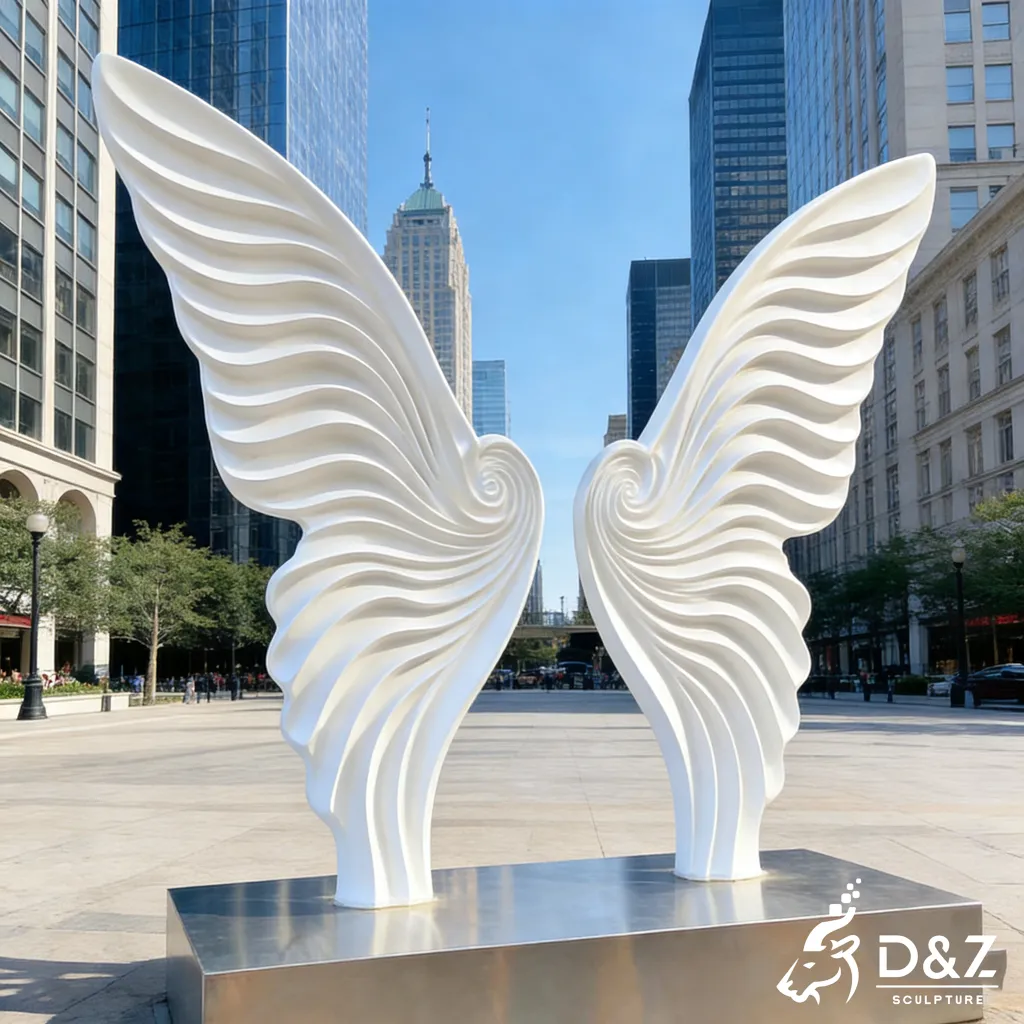 Large Outdoor Modern White Butterfly Wings Sculpture DZN468-2