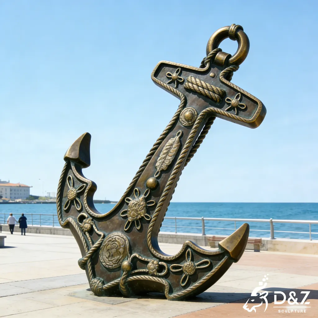 Large Outdoor Bronze Anchor Garden Statue for Landmark Decor DZN463-3