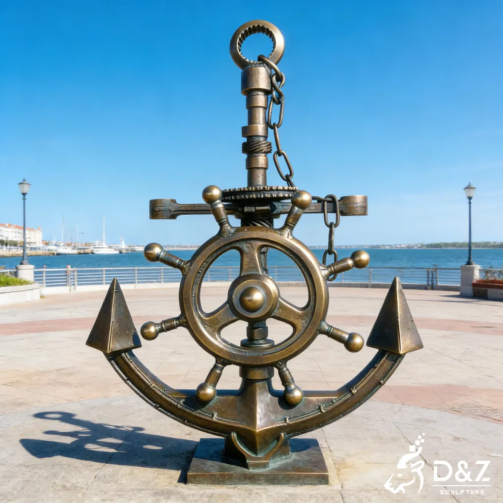 Large Outdoor Bronze Anchor Garden Statue for Landmark Decor DZN463-6