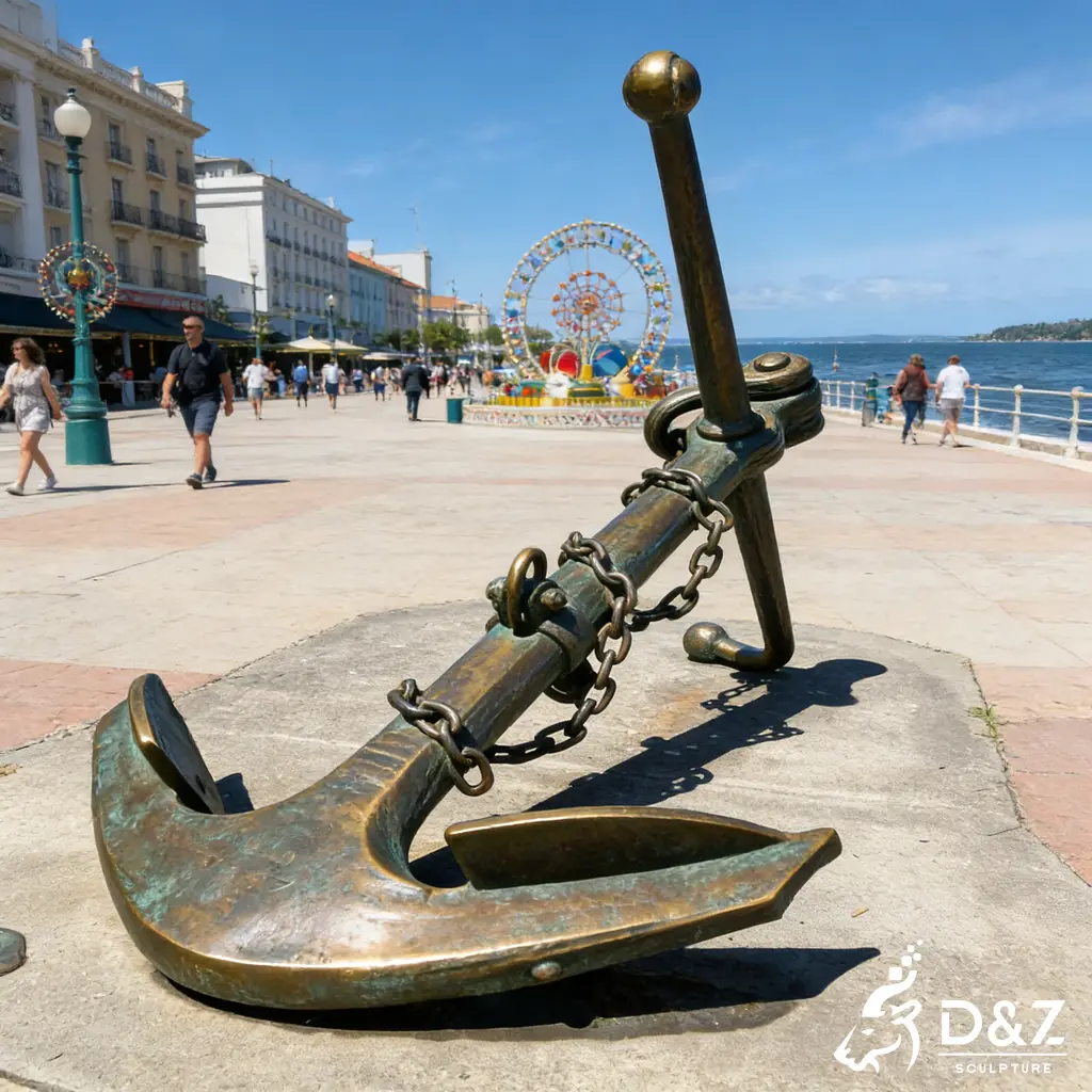 Large Outdoor Bronze Anchor Garden Statue for Landmark Decor DZN463-5