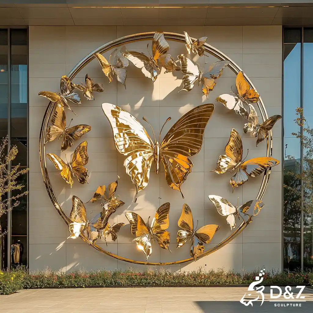 Luxury Large Metal Butterfly Wall Sculpture 3D Mirror Art DZN470-1 Luxury Large Metal Butterfly Wall Sculpture 3D Mirror Art DZN470-1