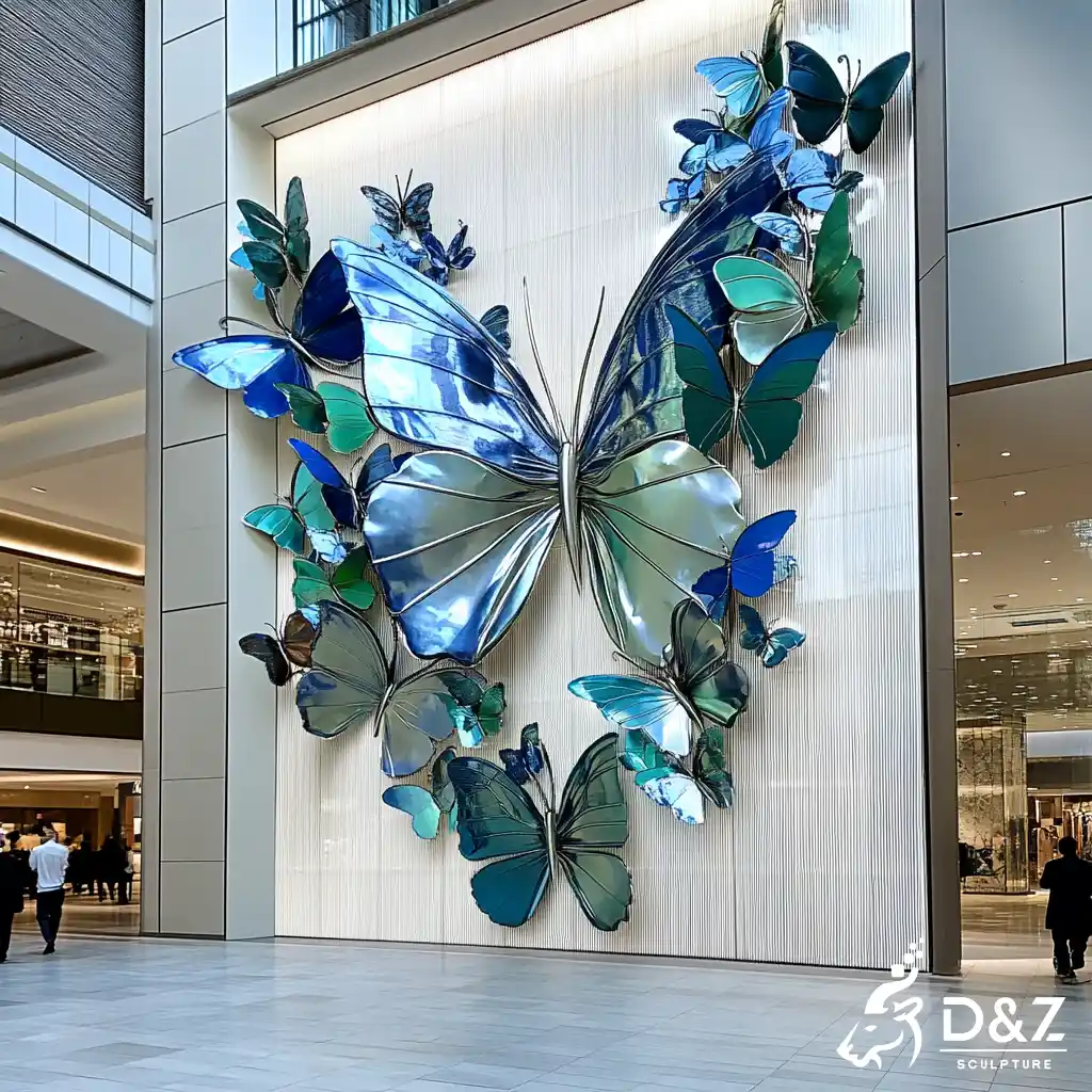 Luxury Large Metal Butterfly Wall Sculpture 3D Mirror Art DZN470-3 Luxury Large Metal Butterfly Wall Sculpture 3D Mirror Art DZN470-3