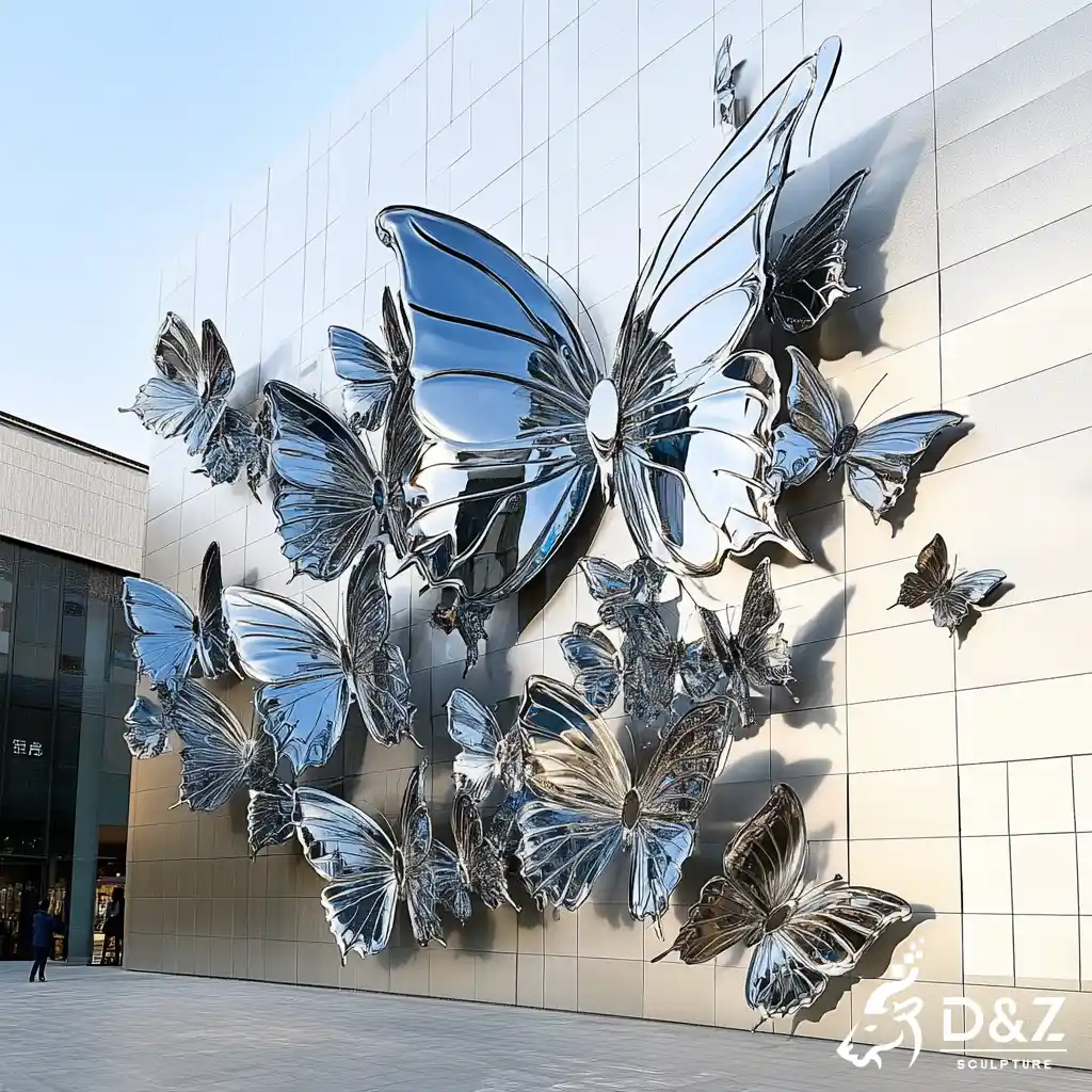 Luxury Large Metal Butterfly Wall Sculpture 3D Mirror Art DZN470-5 Luxury Large Metal Butterfly Wall Sculpture 3D Mirror Art DZN470-5