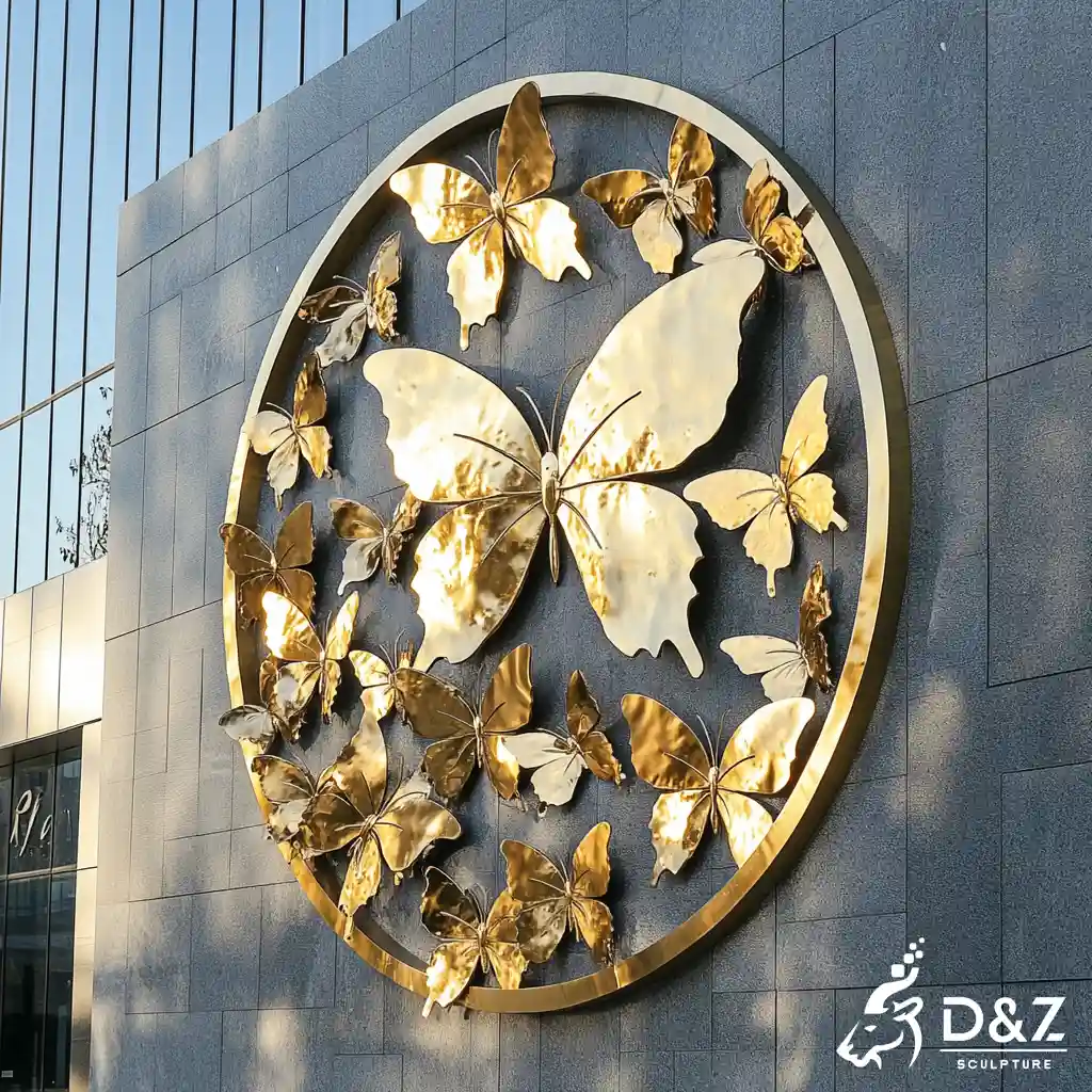 Luxury Large Metal Butterfly Wall Sculpture 3D Mirror Art DZN470-6 Luxury Large Metal Butterfly Wall Sculpture 3D Mirror Art DZN470-6