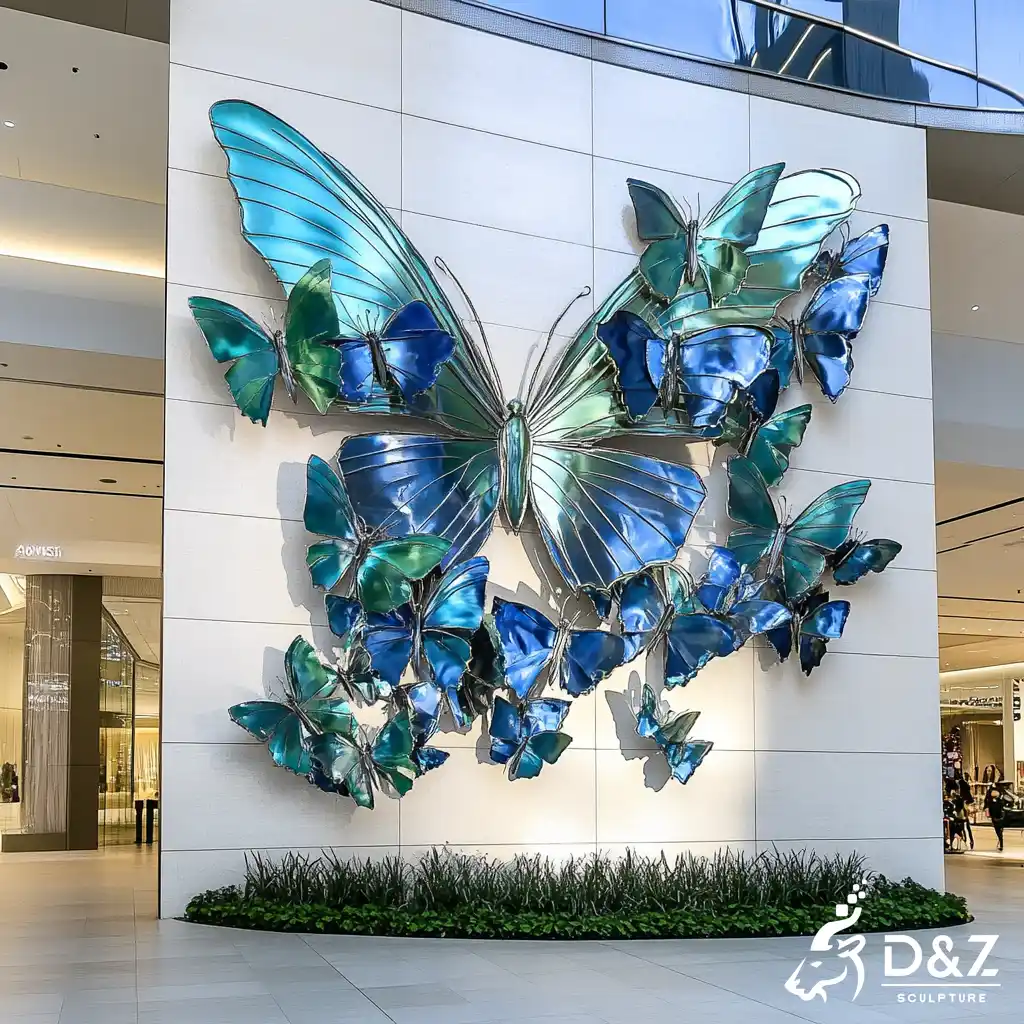 Luxury Large Metal Butterfly Wall Sculpture 3D Mirror Art DZN470-7 Luxury Large Metal Butterfly Wall Sculpture 3D Mirror Art DZN470-7