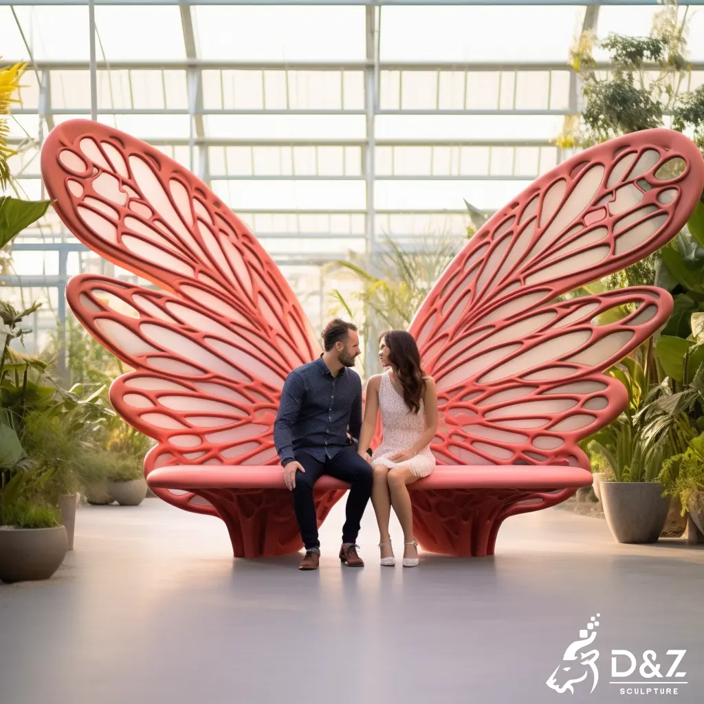 Large Metal Garden Butterfly Bench Sculpture Art for Sale DZN469-6