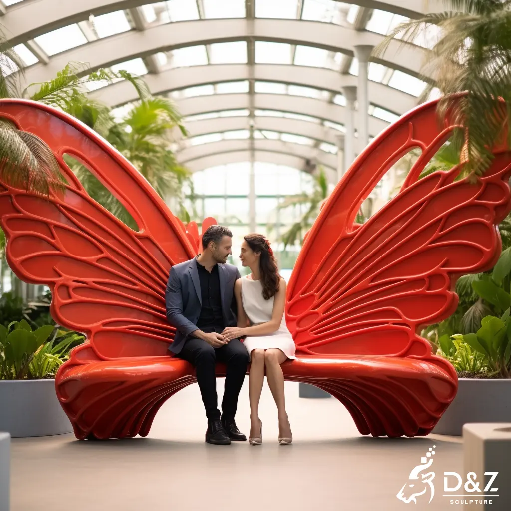 Large Metal Garden Butterfly Bench Sculpture Art for Sale DZN469-7