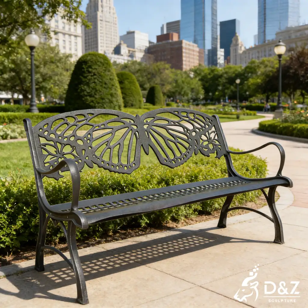 Large Metal Garden Butterfly Bench Sculpture Art for Sale DZN469-2