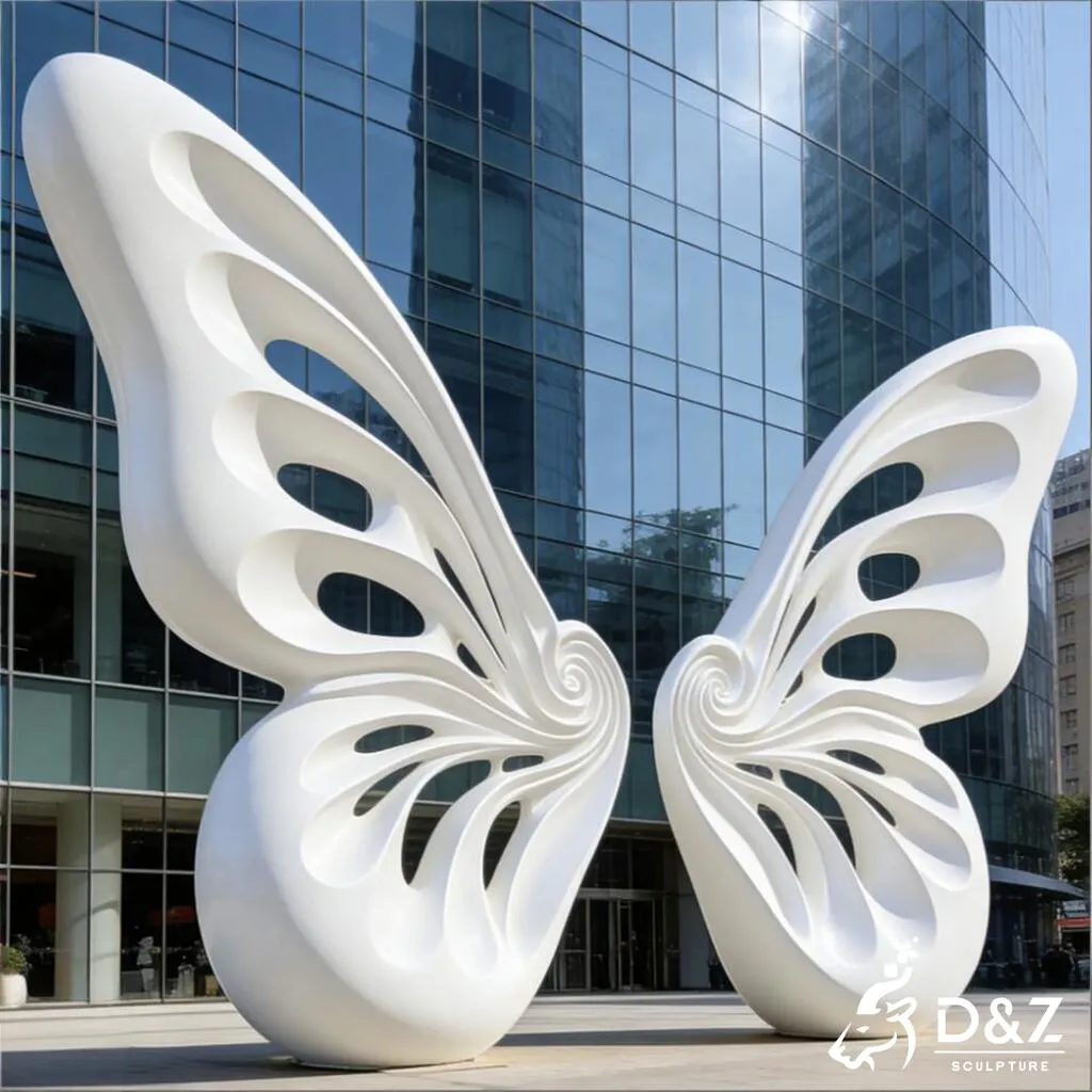 Large Outdoor Modern White Butterfly Wings Sculpture DZN468-7