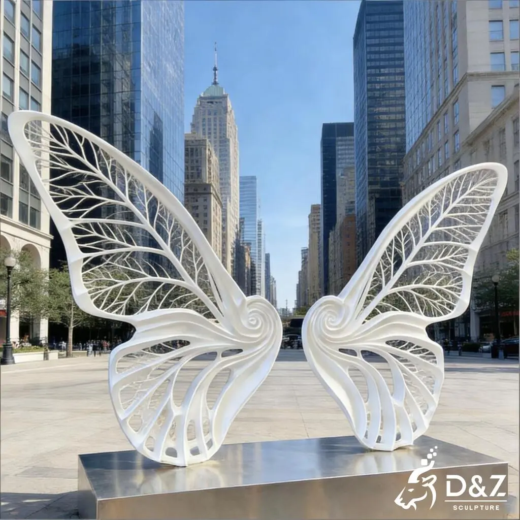 Large Outdoor Modern White Butterfly Wings Sculpture DZN468-8
