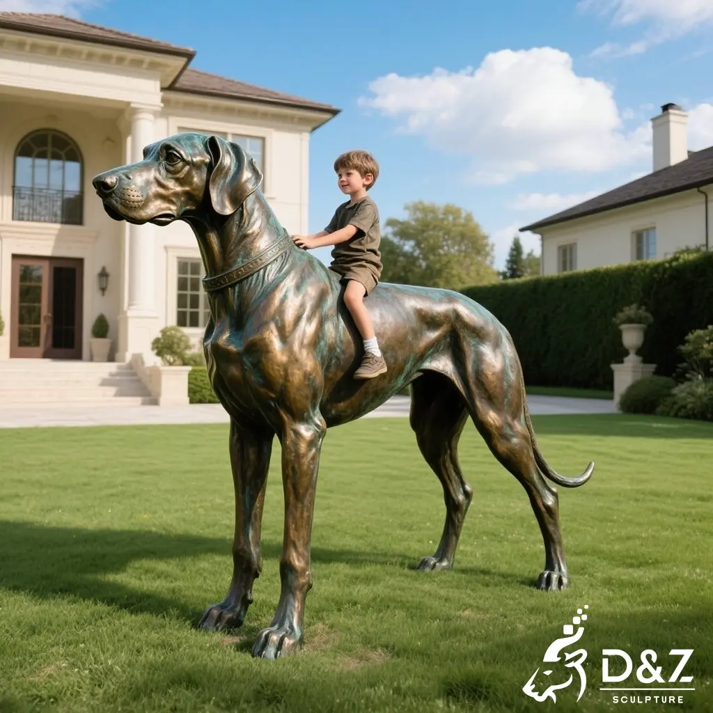 Life-size Bronze Great Dane Statue for Outdoor Decor DZN466-4 Life-size Bronze Great Dane Statue for Outdoor Decor DZN466-4