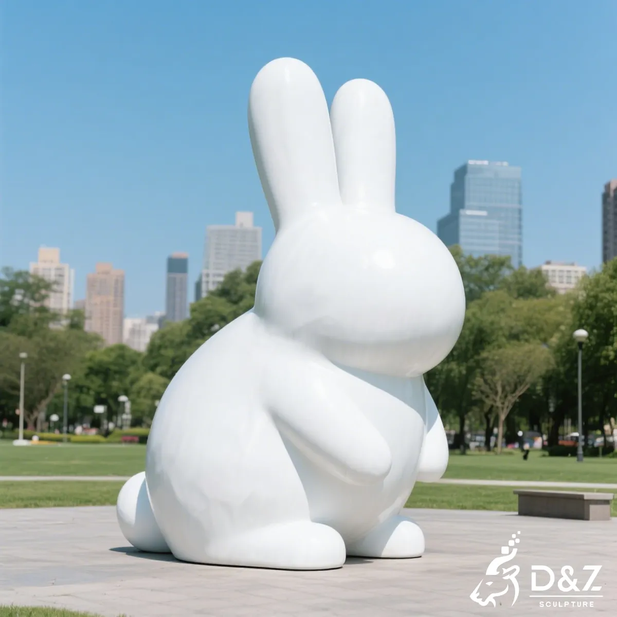 Large Modern Metal Bunny Rabbit Sculptures for Garden-White Rabbit Sculpture