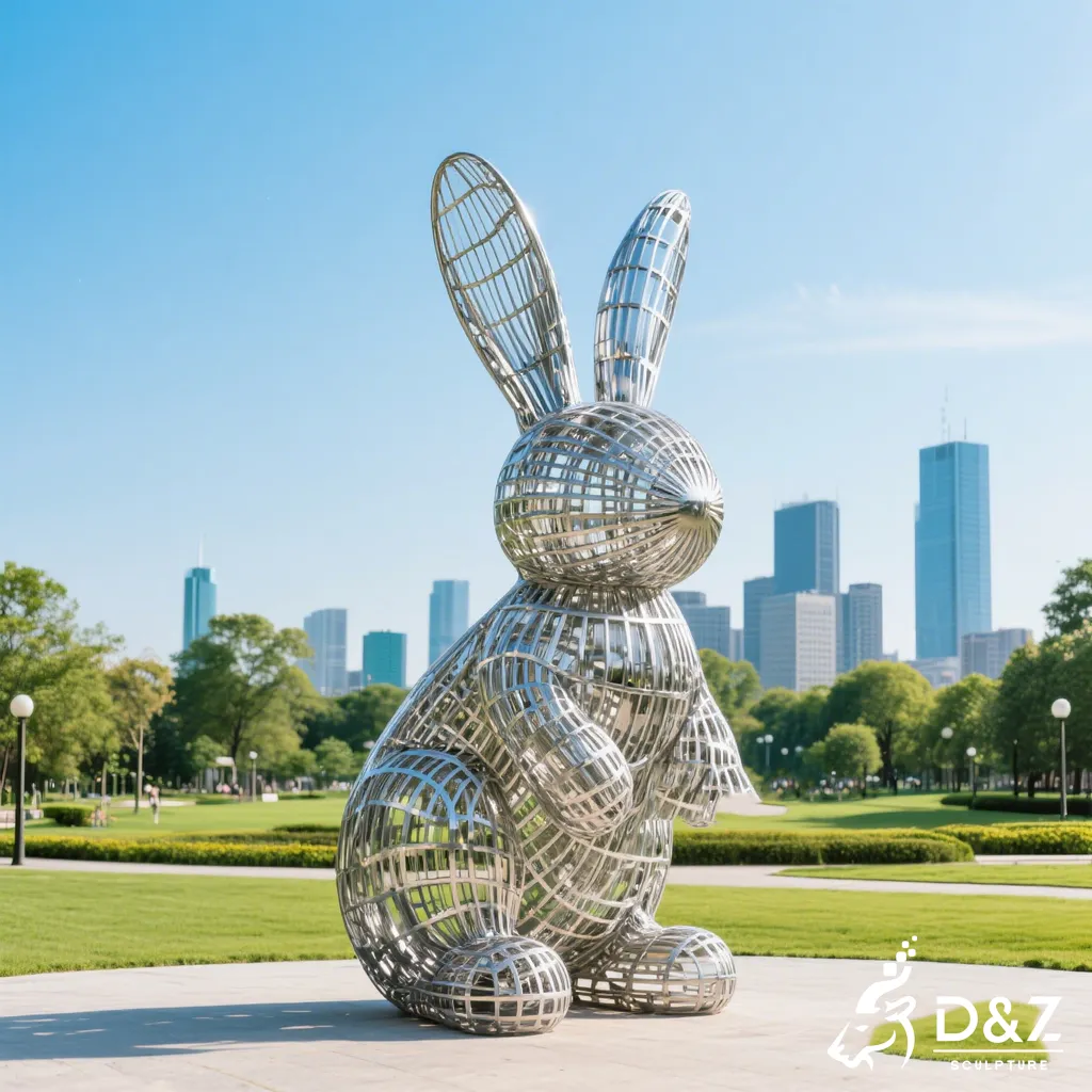 Large Modern Abstract Wire Rabbit Sculpture for Sale DZN458-5