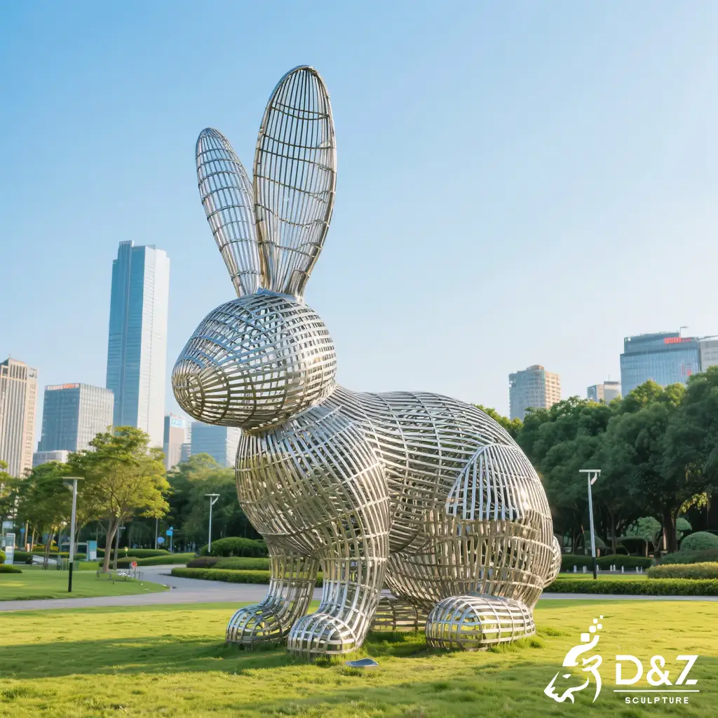 Large Modern Abstract Wire Rabbit Sculpture for Sale DZN458-6