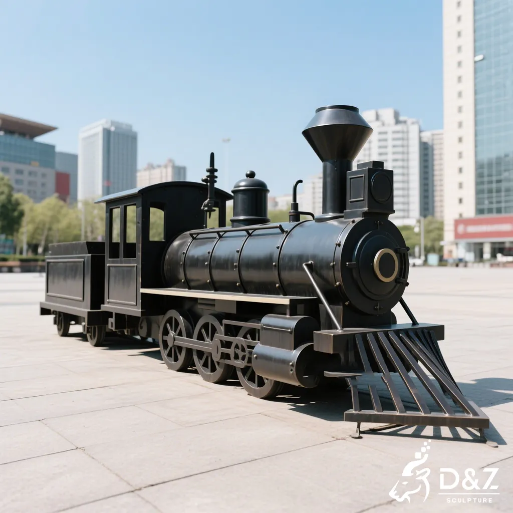 Vintage Industrial Metal Train Sculpture for Outdoor Art DZN460-7