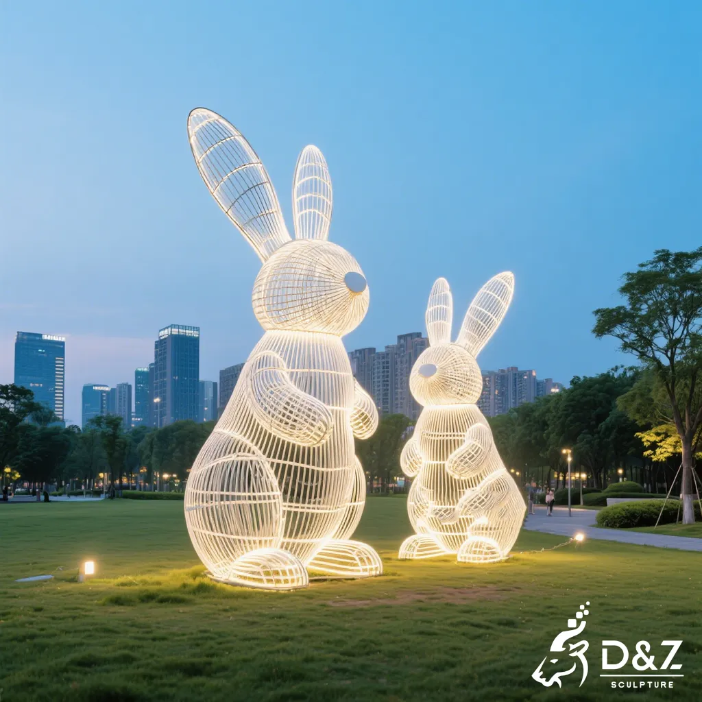 Large Modern Abstract Wire Rabbit Sculpture for Sale DZN458-9