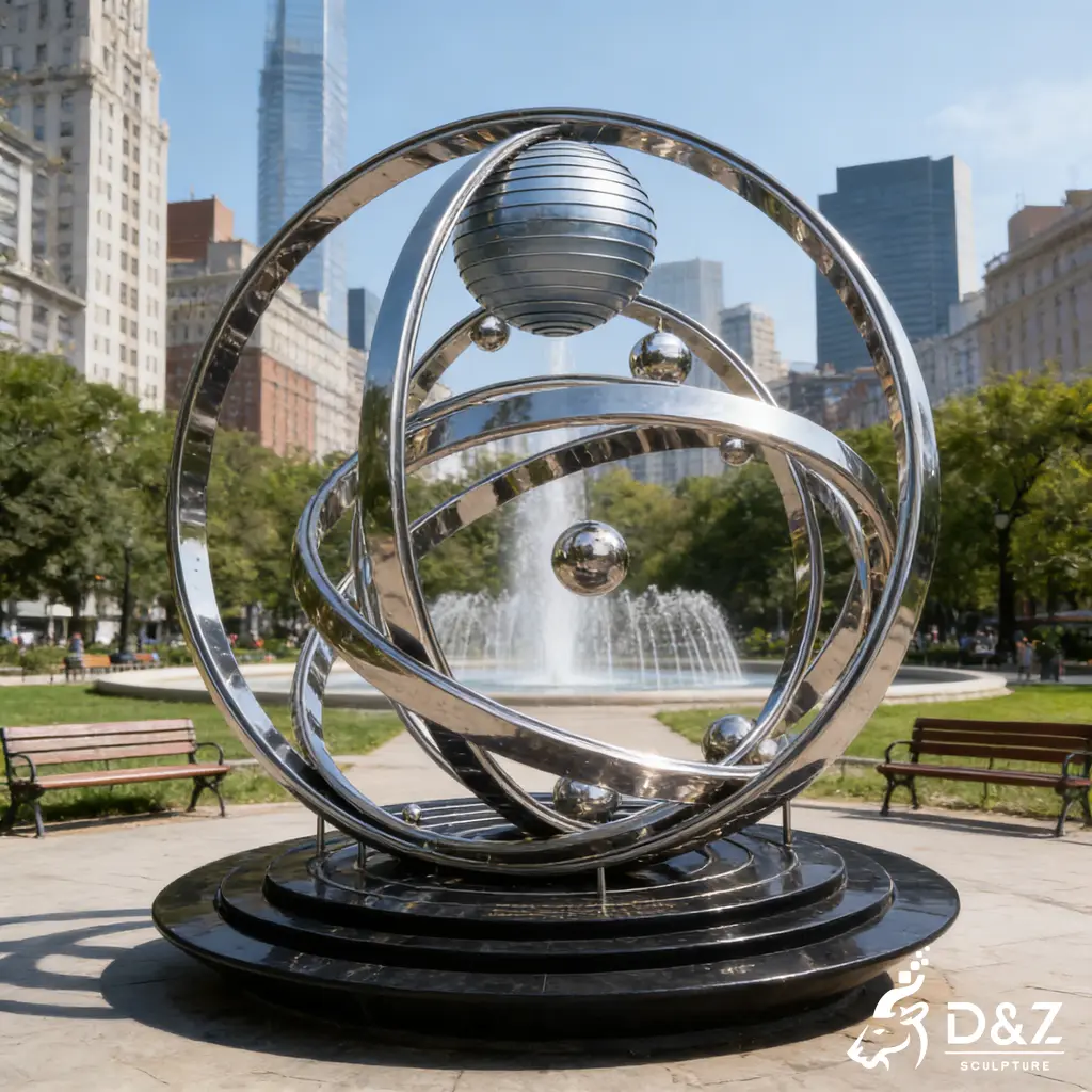 Large Metal Cosmic Celestial Orbit Sculpture with LED Light DZN455-4