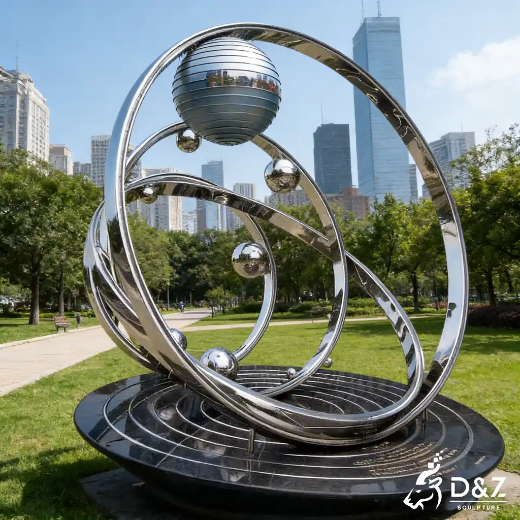 Large Metal Cosmic Celestial Orbit Sculpture with LED Light DZN455-5