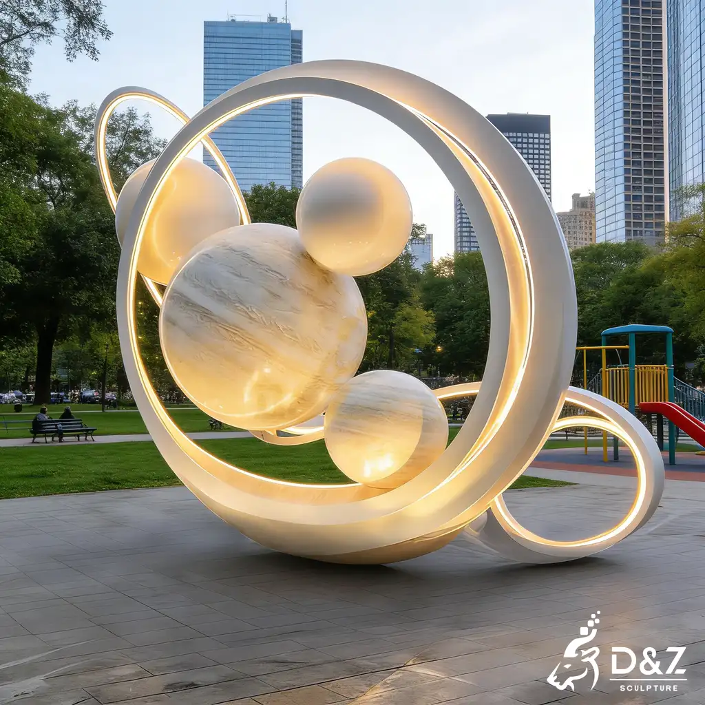 Large Metal Cosmic Celestial Orbit Sculpture with LED Light DZN455-6