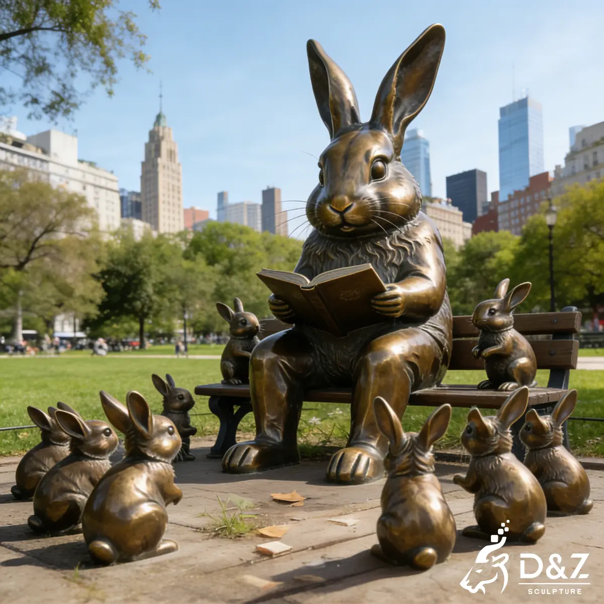 Large Modern Metal Bunny Rabbit Sculptures for Garden-Rabbit Family Sculpture Large Modern Metal Bunny Rabbit Sculptures for Garden-Rabbit Family Sculpture
