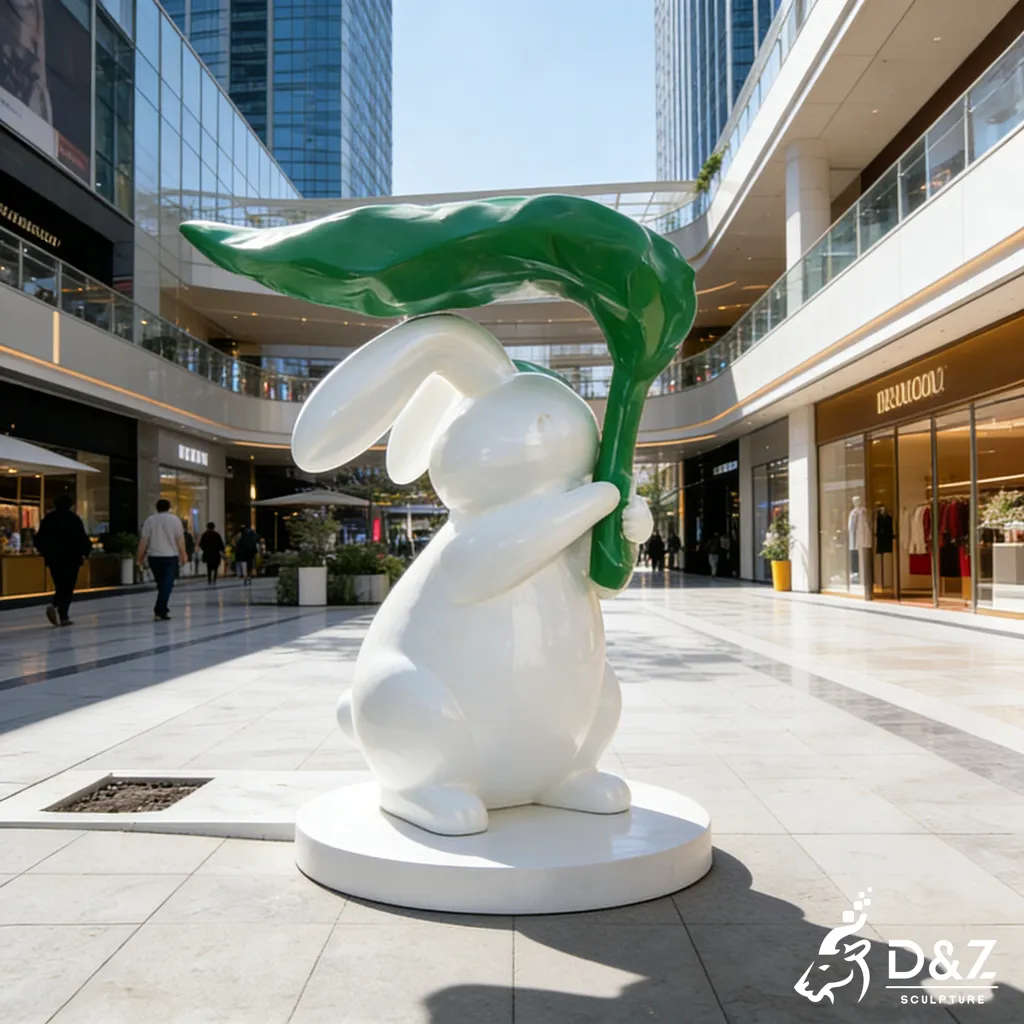 Custom Low-Poly Stainless Steel Modern Rabbit Sculpture DZN457-1