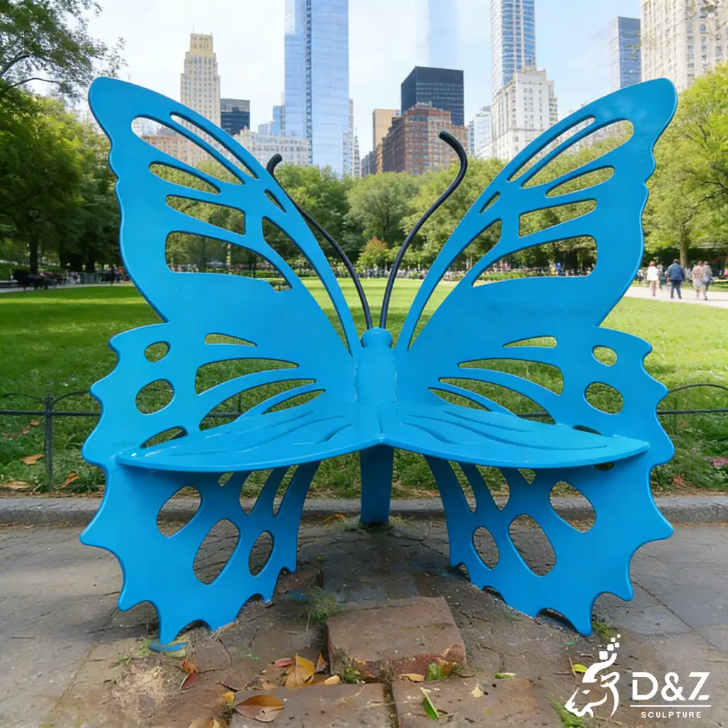 Large Metal Garden Butterfly Bench Sculpture Art for Sale DZN469-8